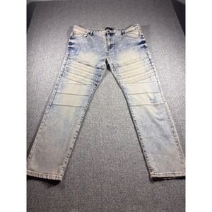 Southpole  Acid Wash Moto‎ Jeans Skinny Fit Distressed Blue Mens 42x32